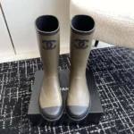 Chanel Women CC Monogram Bicolor Rain Boots-Dark Green