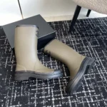 Chanel Women CC Monogram Bicolor Rain Boots-Dark Green