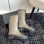 Chanel Women CC Monogram Bicolor Rain Boots-Dark Green