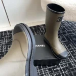 Chanel Women CC Monogram Bicolor Rain Boots-Dark Green
