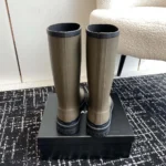 Chanel Women CC Monogram Bicolor Rain Boots-Dark Green