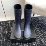 Chanel Women CC Monogram Bicolor Rain Boots-Navy