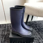 Chanel Women CC Monogram Bicolor Rain Boots-Navy
