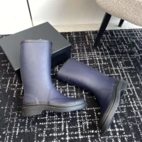 Chanel Women CC Monogram Bicolor Rain Boots-Navy (1)