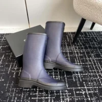 Chanel Women CC Monogram Bicolor Rain Boots-Navy (1)