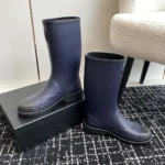 Chanel Women CC Monogram Bicolor Rain Boots-Navy