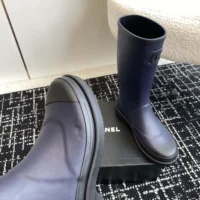 Chanel Women CC Monogram Bicolor Rain Boots-Navy (1)