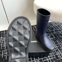 Chanel Women CC Monogram Bicolor Rain Boots-Navy (1)