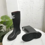Chanel Women Caoutchouk CC High Boots-Black