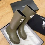 Chanel Women Caoutchouk CC High Boots-Drak Green