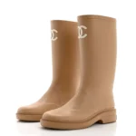 Chanel Women Caoutchouk CC High Boots-Sandy