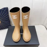 Chanel Women Caoutchouk CC High Boots-Sandy