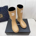Chanel Women Caoutchouk CC High Boots-Sandy