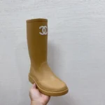 Chanel Women Caoutchouk CC High Boots-Sandy