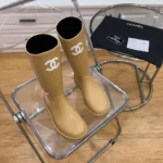 Chanel Women Caoutchouk CC High Boots-Sandy