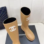Chanel Women Caoutchouk CC High Boots-Sandy