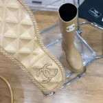 Chanel Women Caoutchouk CC High Boots-Sandy