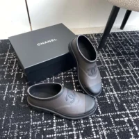 Chanel Women Caoutchouk CC High Rain Boots-Dark Brown (1)