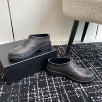 Chanel Women Caoutchouk CC High Rain Boots-Dark Brown (1)