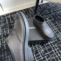 Chanel Women Caoutchouk CC High Rain Boots-Dark Brown (1)