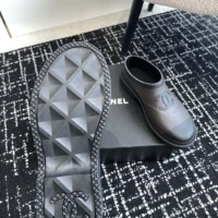 Chanel Women Caoutchouk CC High Rain Boots-Dark Brown (1)