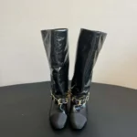 Chanel Women High Boots Lambskin Grosgrain-Black G46677