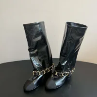 Chanel Women High Boots Lambskin Grosgrain-Black G46677 (1)