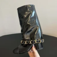 Chanel Women High Boots Lambskin Grosgrain-Black G46677 (1)