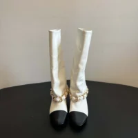 Chanel Women High Boots Lambskin Grosgrain-White G46677 (1)