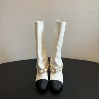 Chanel Women High Boots Lambskin Grosgrain-White G46677