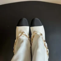 Chanel Women High Boots Lambskin Grosgrain-White G46677 (1)