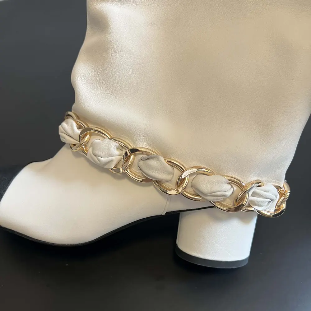 Chanel Women High Boots Lambskin Grosgrain-White G46677 (8) Stivali alti da donna Chanel in pelle di agnello grosgrain-bianco G46677