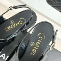 Chanel Women Sandals Shiny Crumpled Calfskin Calfskin-Black (1)