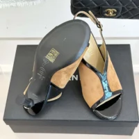 Chanel Women Sandals Suede Calfskin Patent Calfskin-Brown (1)