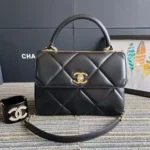 Chanel Women Small Trendy CC Flap Bag with Top Handle Lambskin-Black