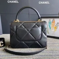 Chanel Women Small Trendy CC Flap Bag with Top Handle Lambskin-Black (1)