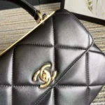 Chanel Women Small Trendy CC Flap Bag with Top Handle Lambskin-Black