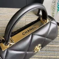 Chanel Women Small Trendy CC Flap Bag with Top Handle Lambskin-Black (1)