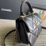 Chanel Women Small Trendy CC Flap Bag with Top Handle Lambskin-Black