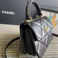 Chanel Women Small Trendy CC Flap Bag with Top Handle Lambskin-Black (1)