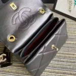 Chanel Women Small Trendy CC Flap Bag with Top Handle Lambskin-Black