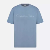 Dior Men Christian Dior Couture T-Shirt Relaxed Fit Blue Distressed-Effect Cotton Jersey