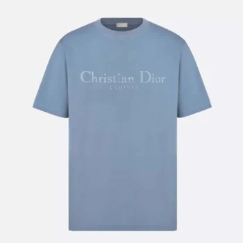 Dior Men Christian Dior Couture T-Shirt Relaxed Fit Blue Distressed-Effect Cotton Jersey