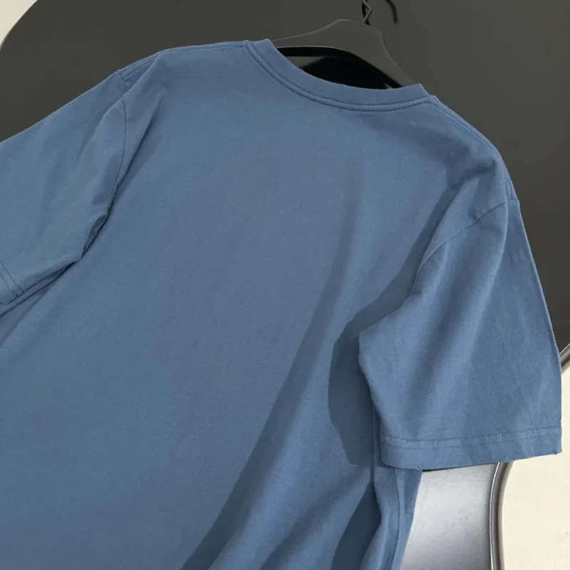 Dior Men Christian Dior Couture T-Shirt Relaxed Fit Blue Distressed-Effect Cotton Jersey