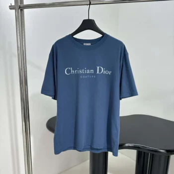 Dior Men Christian Dior Couture T-Shirt Relaxed Fit Blue Distressed-Effect Cotton Jersey