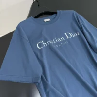 Dior Men Christian Dior Couture T-Shirt Relaxed Fit Blue Distressed-Effect Cotton Jersey (1)