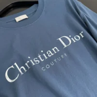 Dior Men Christian Dior Couture T-Shirt Relaxed Fit Blue Distressed-Effect Cotton Jersey (1)