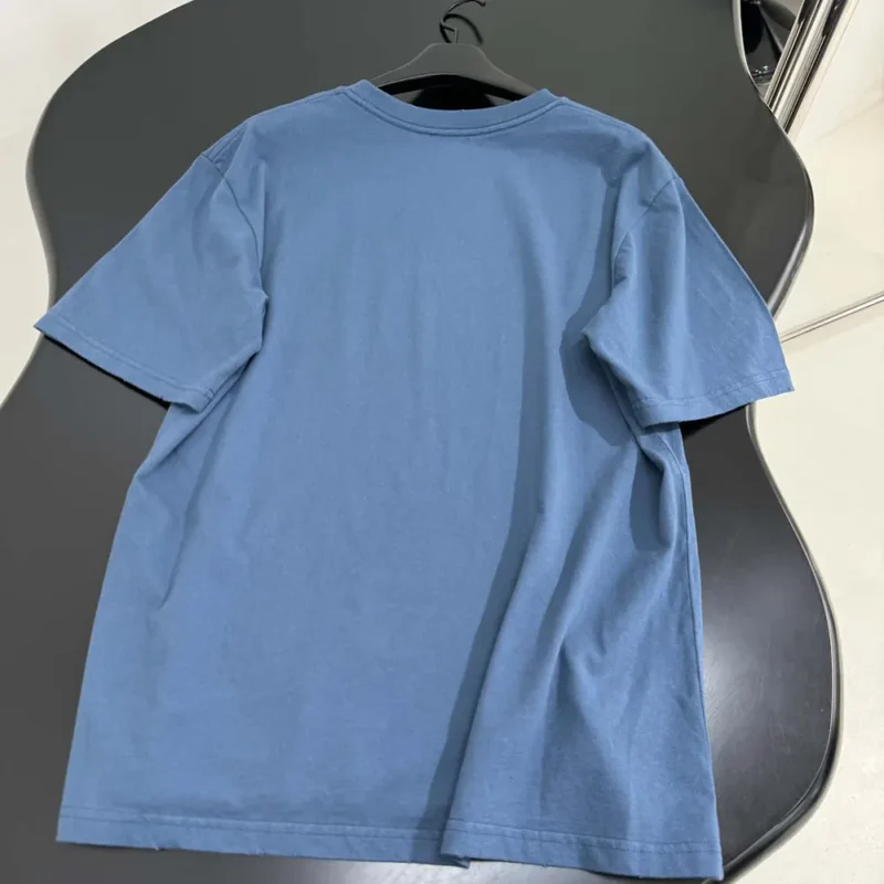 Dior Men Christian Dior Couture T-Shirt Relaxed Fit Blue Distressed-Effect Cotton Jersey