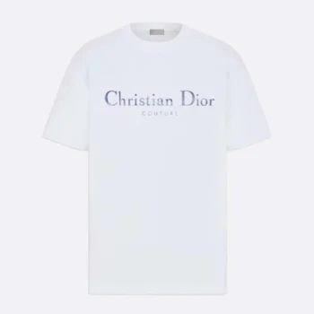 Dior Men Christian Dior Couture T-Shirt Relaxed Fit White Distressed-Effect Cotton Jersey
