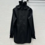 Dior Women Blouse with Removable Ruched Collar Black Cotton Poplin